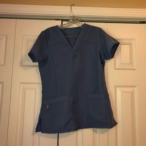 Wonderwink cargo scrub ceil blue top small